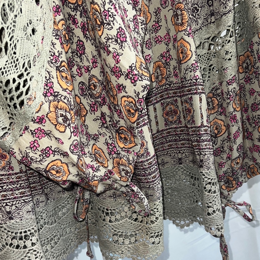 Angie Bohemian Floral Crochet Blouse - Pink and Cream - Picture 8 of 16